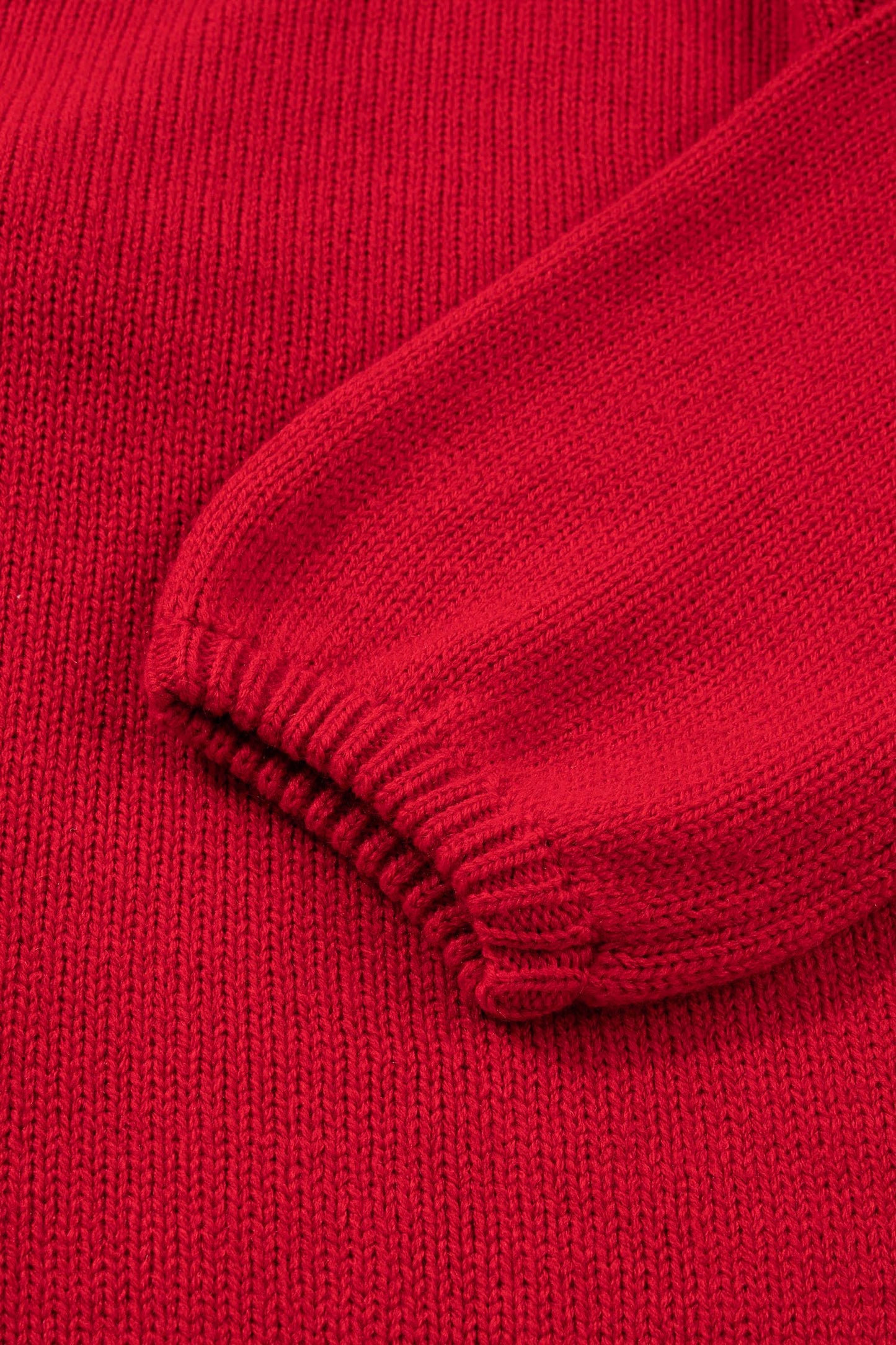 Fiery Red Festive Bow Backless Bubble Sleeve Sweater